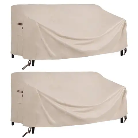 손잡이가 있는 야외 소파 의자 커버, 베이지 600D, 정원 방수 방풍, 자외선 차단, 먼지 비, 눈 보호 커버, 신제품