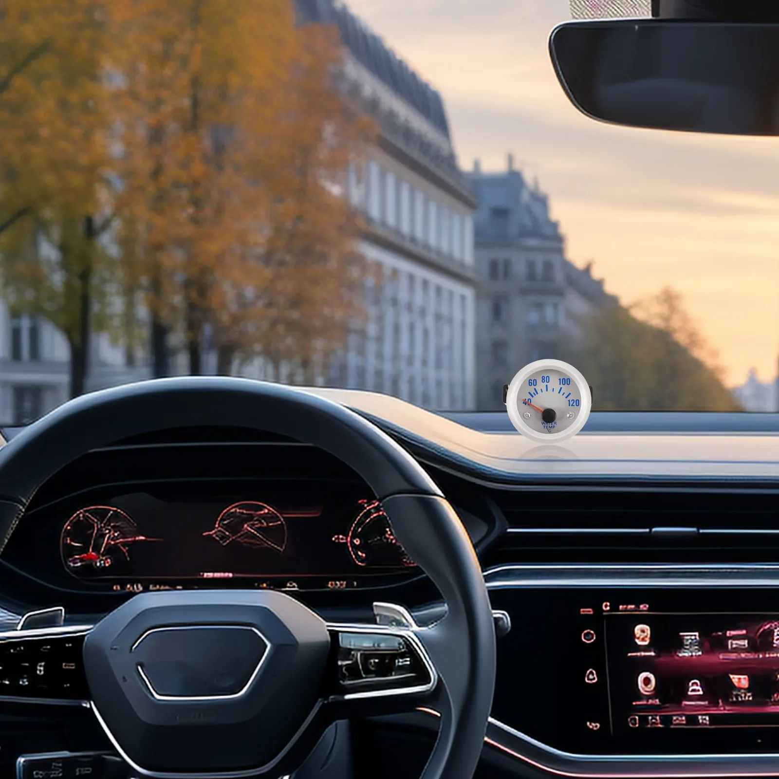 

Mechanical Water Temperature Gauge LED Clear Bright Pointer Car Modification Temperature Meter for Water Tank Vehicle Engine