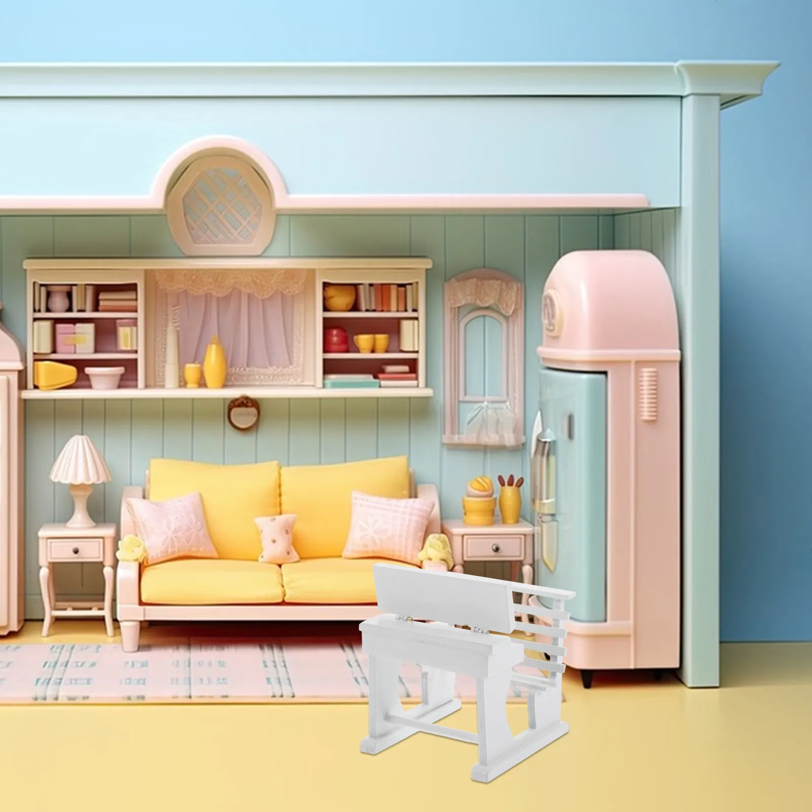 Miniature Dollhouse Desk 1:12 Scale Flip Table Realistic Study Furniture for Library Bedroom Living Room Mini Scenes Display