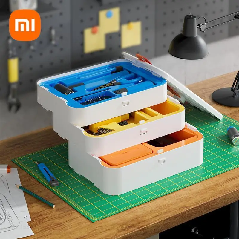 Xiaomi FINDER Box Layered Toolbox Set Household Multifunctional Maintenance Tools Combination Electric Drill Pliers Knife Hammer