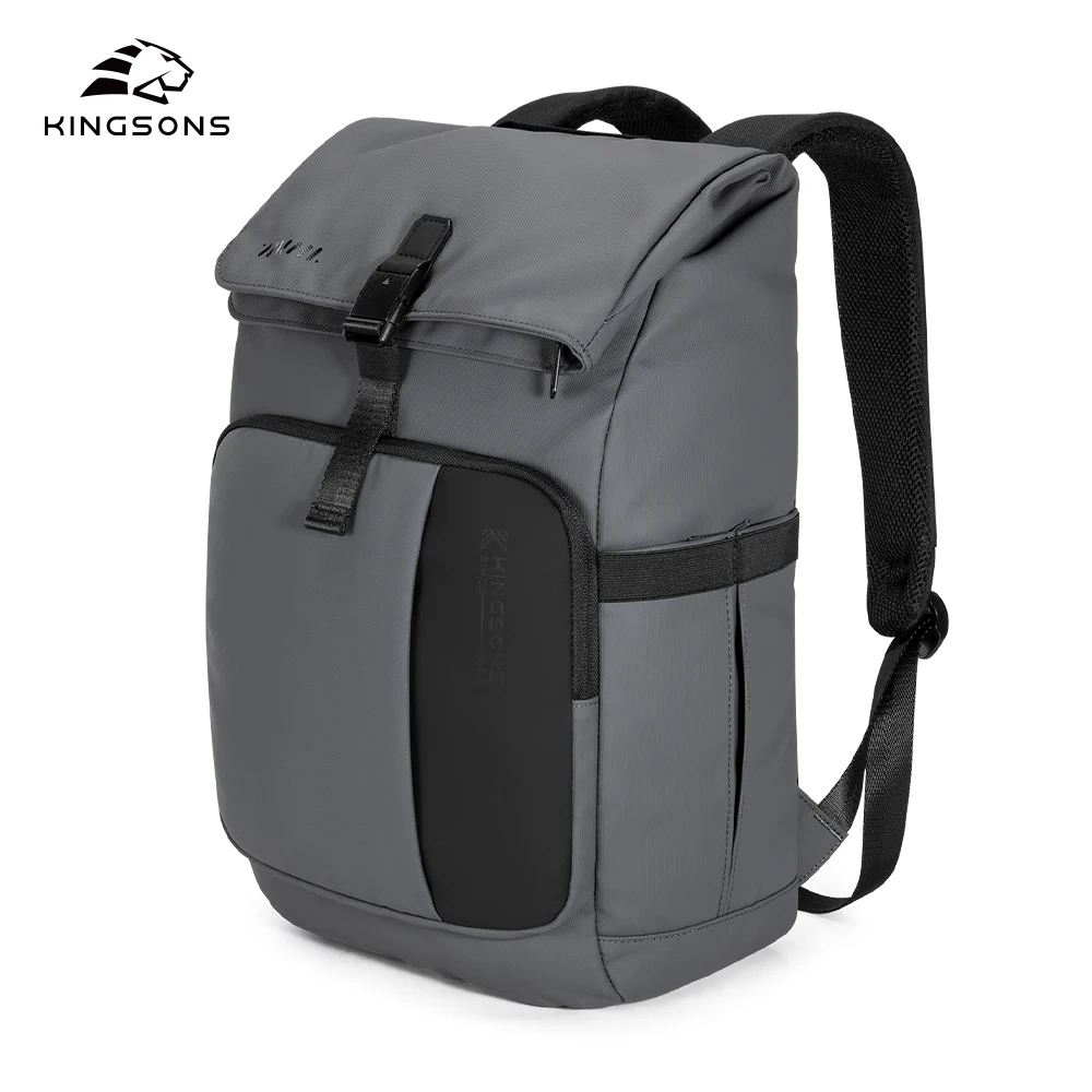 Kingsons 2025 New Waterproof Backpack For Men 15/ 15.6 inch Laptop Concise Design Business Commuting For Short Trip Black Gray