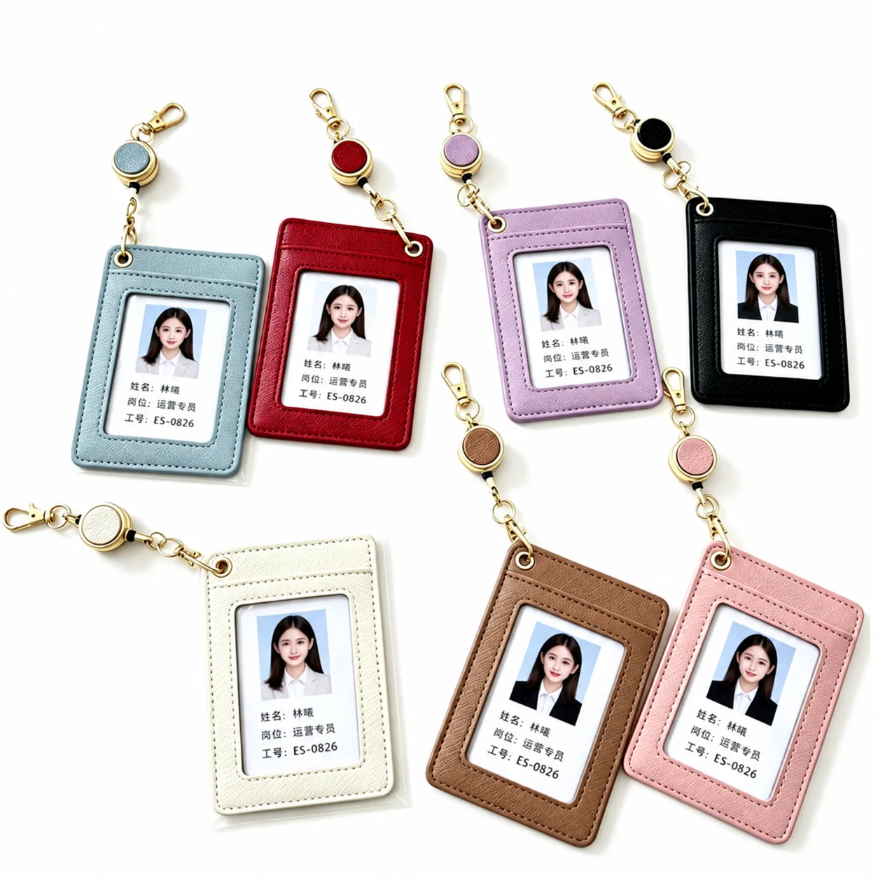 Clear Id Window Card Holder Solid Color Retractable Badge Reel Card Holder Card And Id Holder Soft For Campus Use Bank Cards