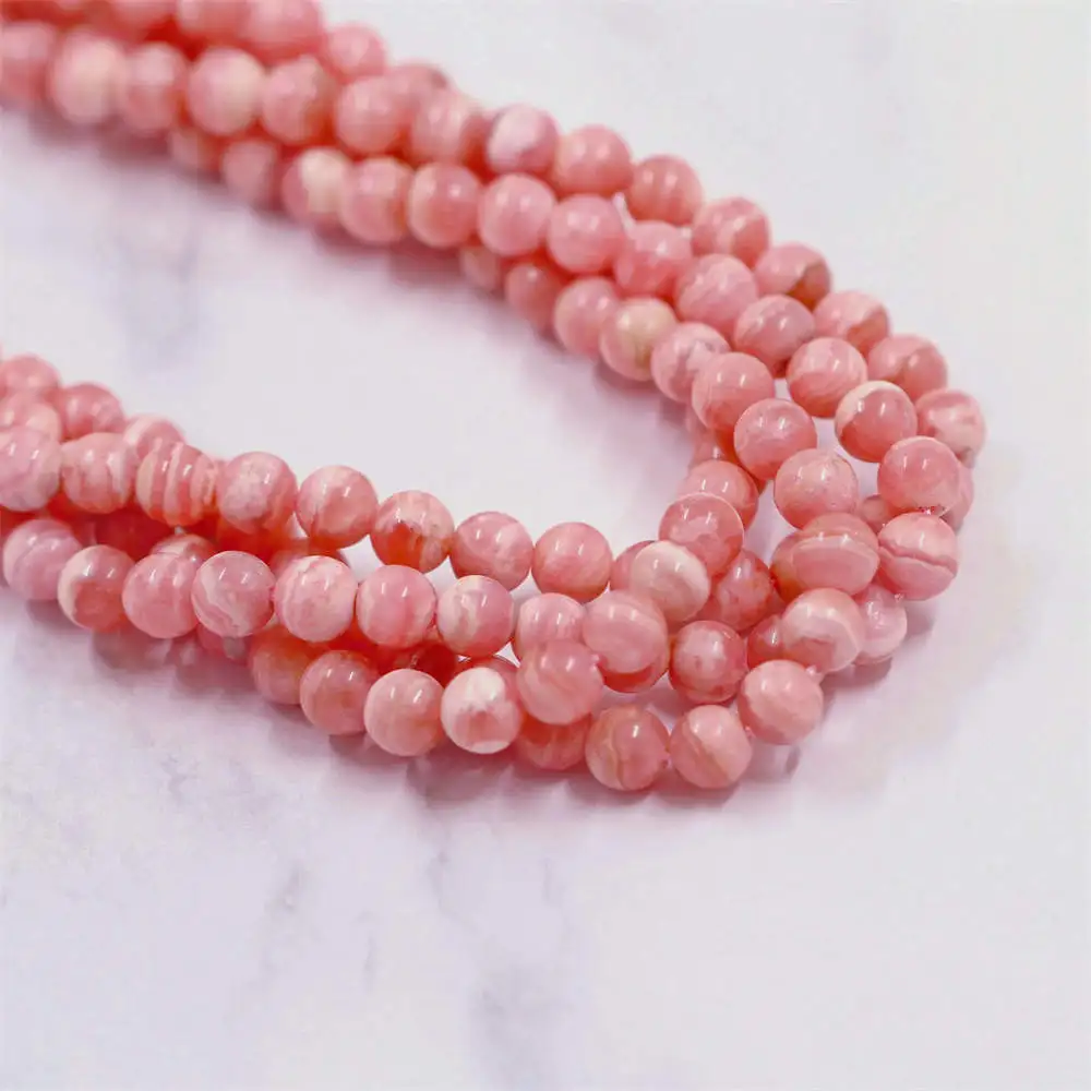 Noble Natural Rhodochrosite beads 3/4/5/6/7 MM Round Argentina Smooth Rhodonite Stone Rose Pink Dialogite Charm Bead DIY Jewelry