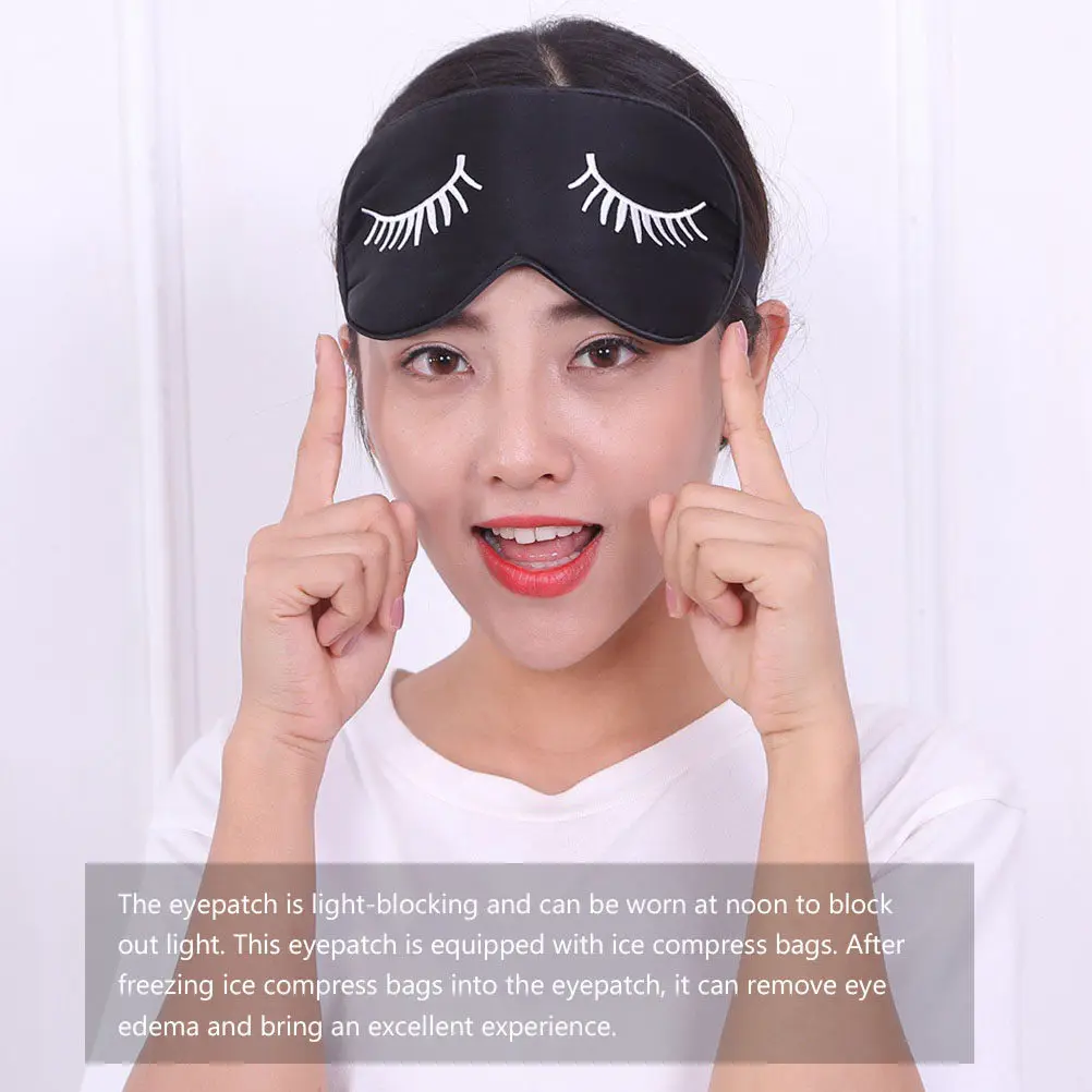 

Silk Eyepatch Comfortable Cartoon Design Adjustable Elastic Strap Eye Mask Sleep Cover Block Sunlight Relieve Eye Strain Edema