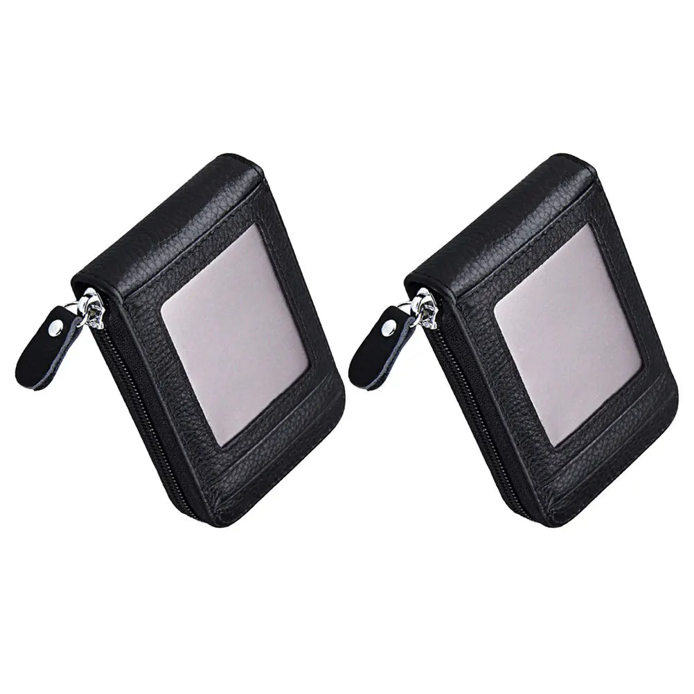 2Pcs Cowhide Multi Slot Wind Organ Card Holder for Men Women Slim Credit Card Organizer Wallet Compact Business Case