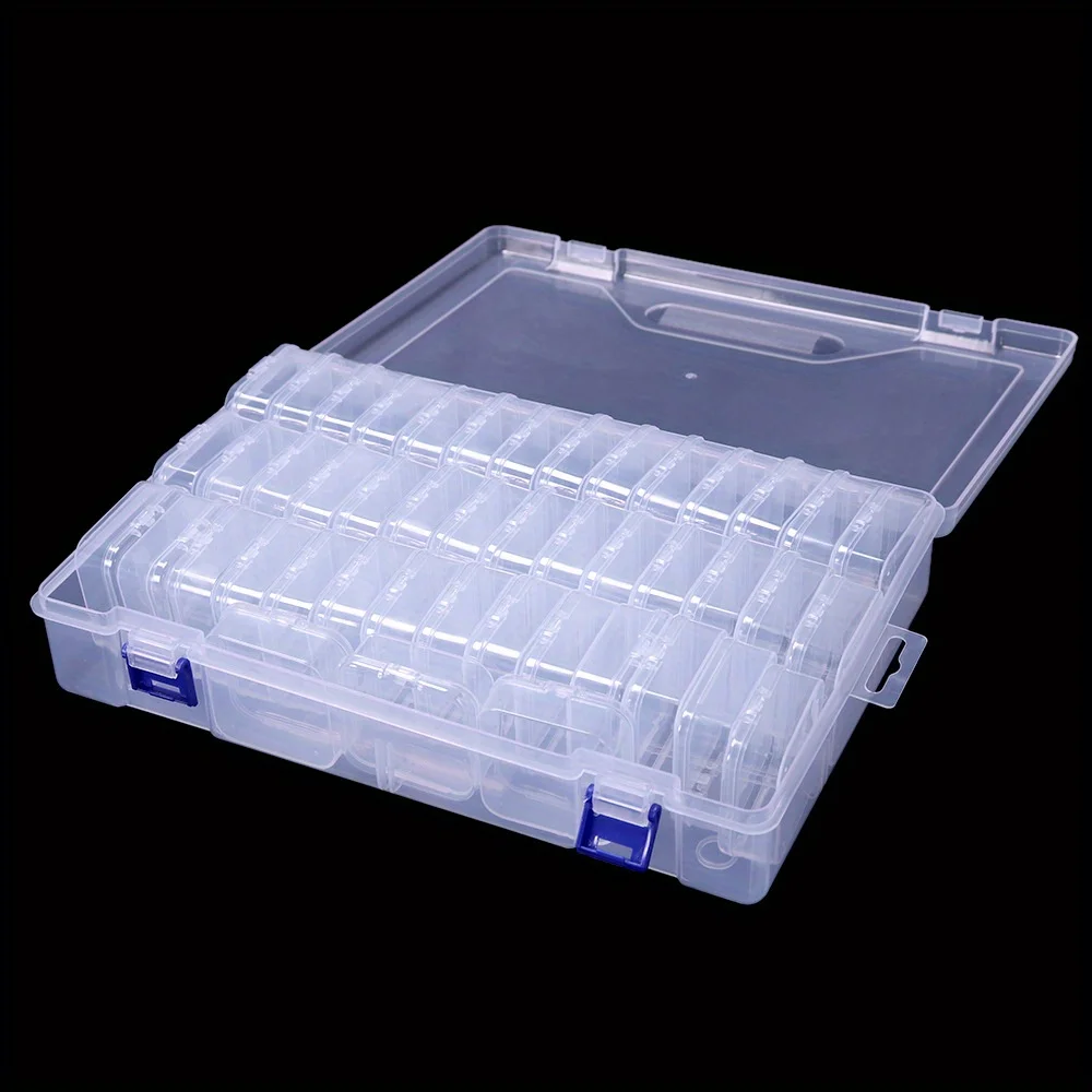 1set 45-Grid Transparent Plastic Storage Box, Portable Art & Craft Supplies Organizer, Multi-Colored Bead Sorting Box Container