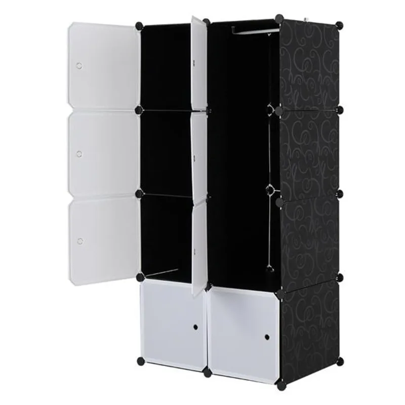 

Deepened Version 4-Layer 8-Grid Storage Box With 1 Hanging Rod Plastic Steel Wire Stackable Plastic Cube Storage Shelves Design