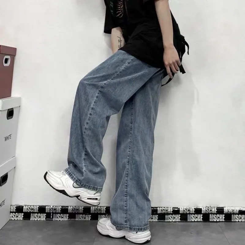 Unisex New American Style Jeans Ins High Street Trendy Versatile Loose Fit Straight Wide Leg Casual Long Pants