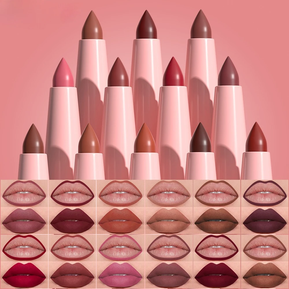 Collezione di matite per labbra in velluto a 6 colori, formula cremosa altamente pigmentata, resistente ai trasferimenti per un aspetto naturale audace, adatto ai principianti