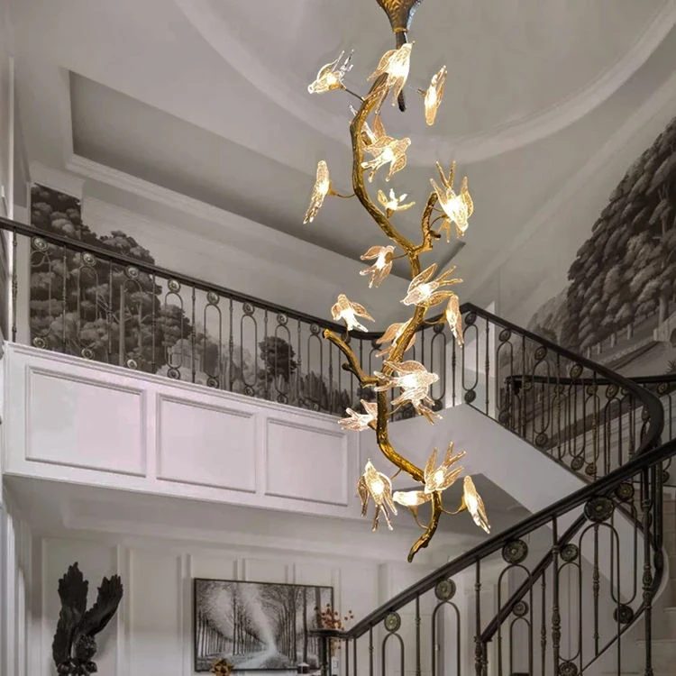 Contemporary Style Residential Decoration Hotel Lobby Villa Staircase Custom Luxury Crystal Project Chandelier Lamp