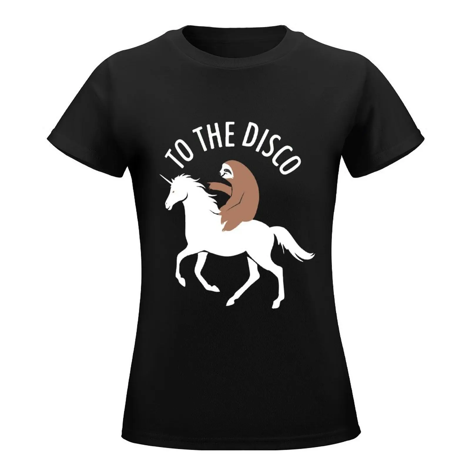 Sloth To the Disco Unicorn T-Shirt funny Short sleeve tee Woman clothes