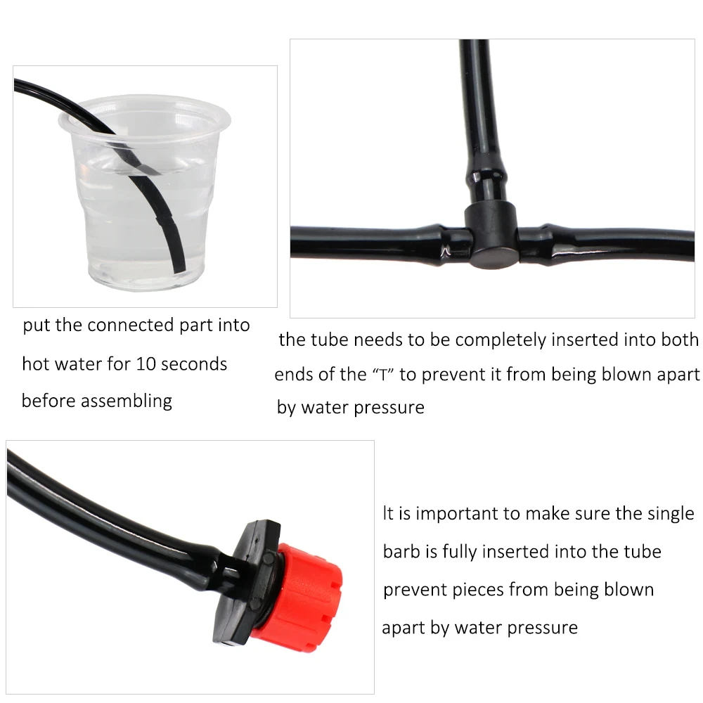 10PCS Garden Water Connector Drip Irrigation for 1/4'' Tubing Hose Accessories Joint Barbed Tees Cross Eng Plug Adaptors