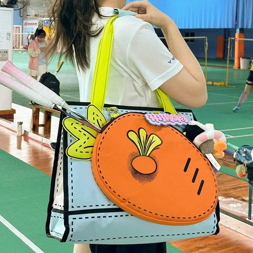 

Cute Cartoon Tennis Carrot Bag Large Capacity Nylon Fabric Badminton Bag Durable Strong Sport Racket Storage Bag Travel