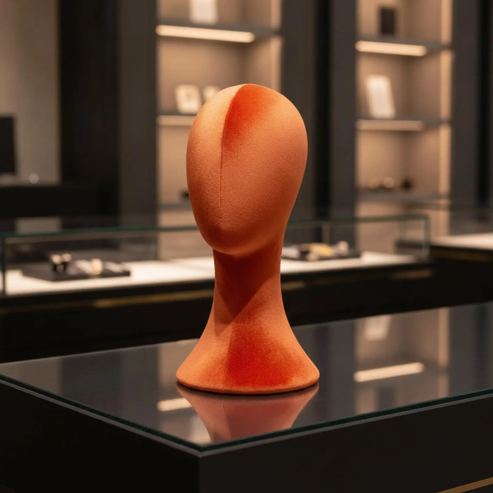 Structured Mannequin Head Form for Hairpiece Display with Stable Base Unit