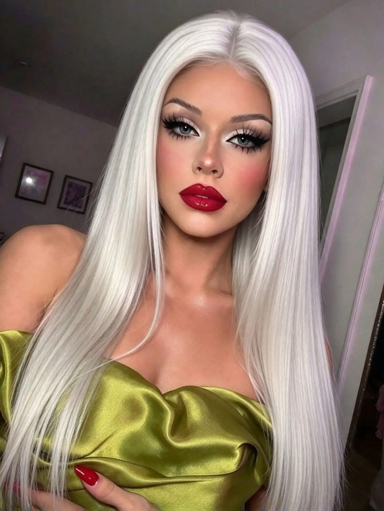 Platinum White Bone Straight Lace Front Wig Human Hair Pre Plucked with Baby Hair Glueless Human Hair Wigs Bye Bye Knots 250 Density Platinum Blonde Long Straight Hair Wig 13x4 HD Transparent Lace Frontal Wigs Human Hair for Women Daily Party Use