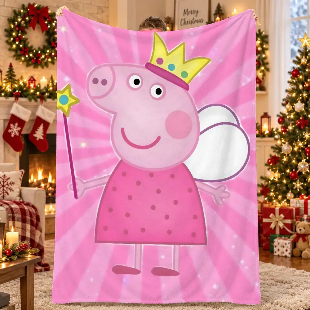 Peppa Pig Throw Flannel Pet Blanket Cover Warm Soft Multifunctional Throw Universal  Bedsqread Holiday Gifts