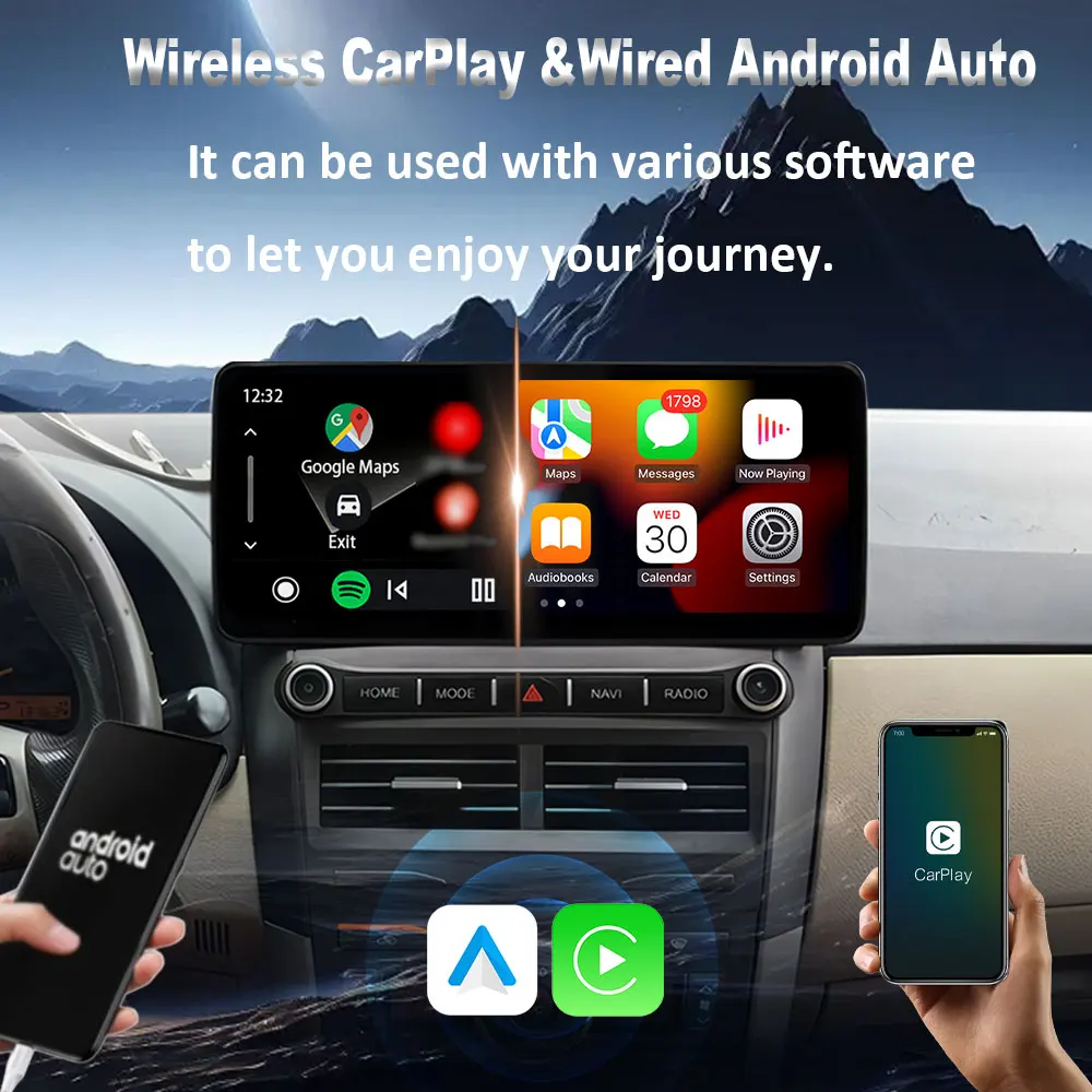 Autoradio für Toyota Hilux 2005–2014, manuelle Klimaanlage, kabelloses CarPlay, 4G WiFi, kabelloses Carplay, Auto-Multimedia-Player