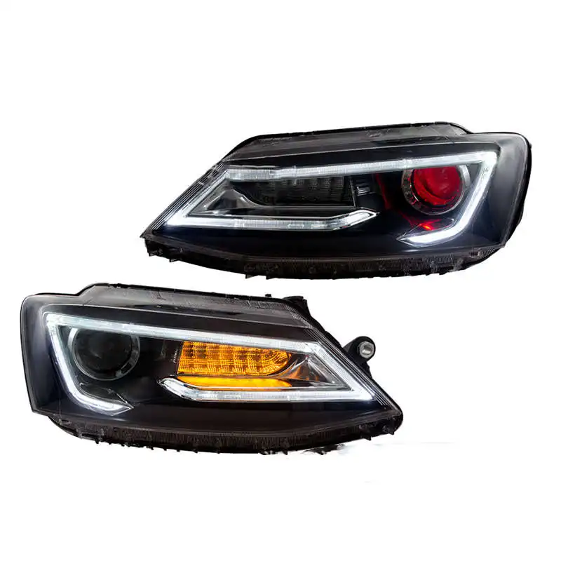 

LED Head Lamp Daytime Running Light Turn Signal Dynamic Streamer Fog Brake For Sagitar Change To A5 2012-2018 Demon Eye Headligh