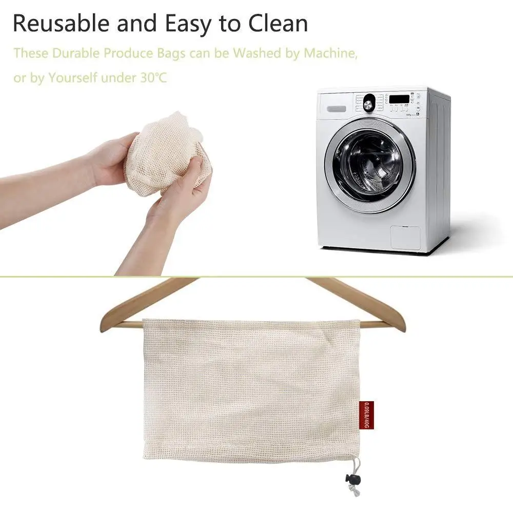 Reusable Mesh Bag Cotton Vegetable Bags Home Organization and Storage Eco Friendly Products Bag Organizer Machine Washable
