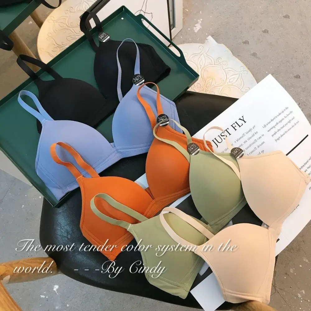 Women Bra Seamless Push Up Tops Sexy Underwear Wireless AB Cup Bras Comfort Lingerie Solid Color Fashion Female Gather Bralette