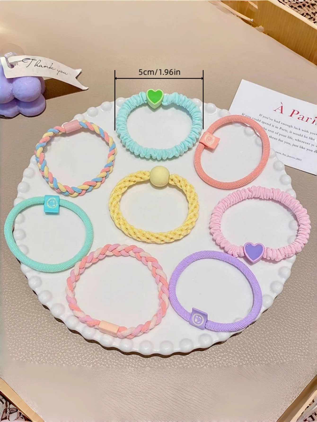 5PCS/ set of girls\' Macaron color hair band suitable for bun head ponytail colored rubber band girls hair tie