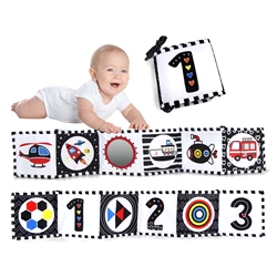 Baby Bedside Cloth Book 0-12 Months Baby Sensory Toys Black and White Animal Cloth Books Newborn Crib Toys Montessori Baby Book