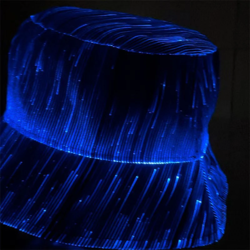 LED Fiber Optic Neon Fischer Hut Leuchtende Farbwechsel Eimer Hut Nachtclub Konzert Bar Requisiten Hiphop Dance Bühne Zeigen Dekor – Detail 10