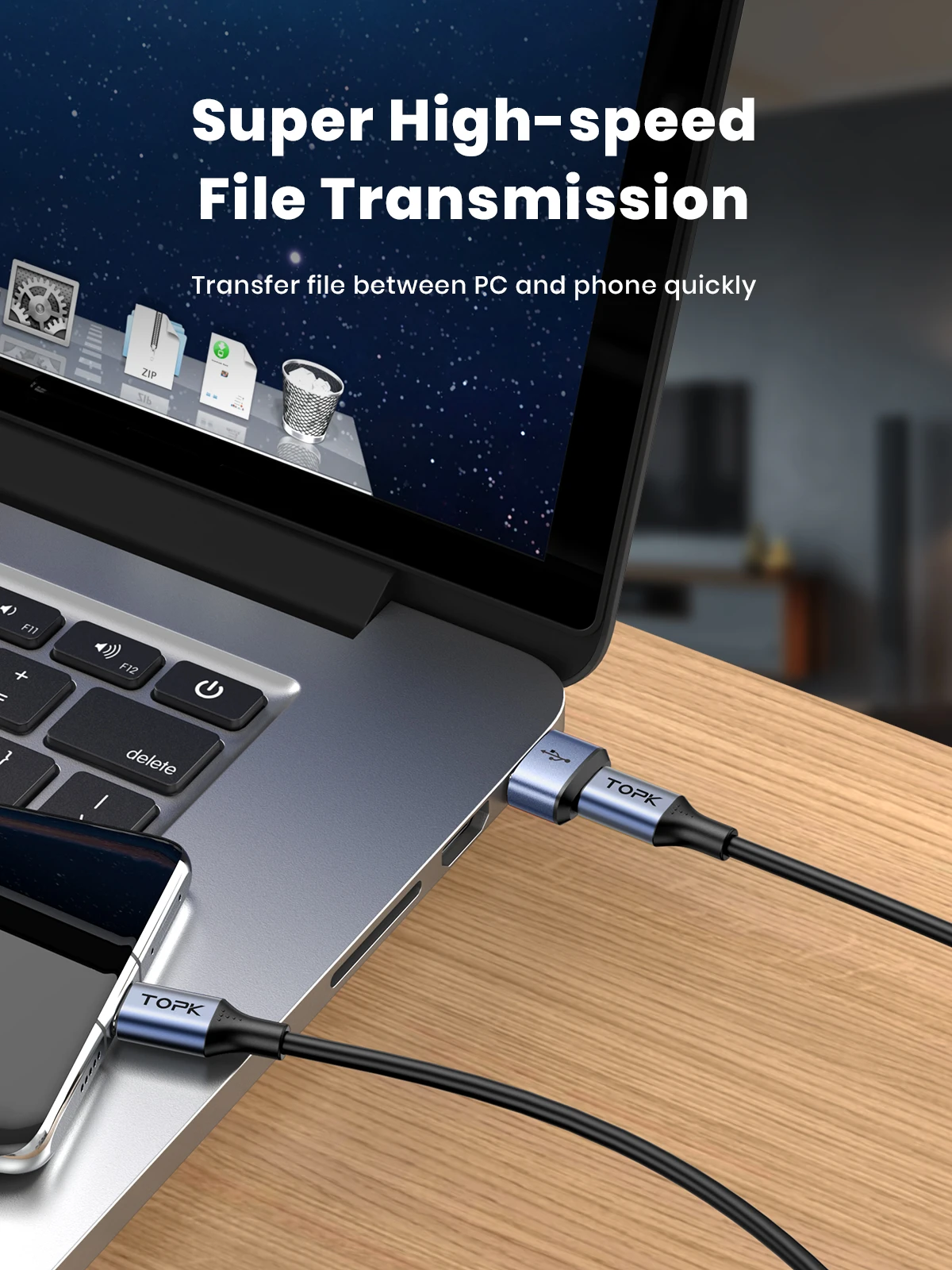 TOPK AT13 USB C إلى USB ذكر محول USB أنثى (Type-C) إلى USB 2.0 ذكر (USB-A) شحن سريع ومزامنة البيانات OTG محول موصل