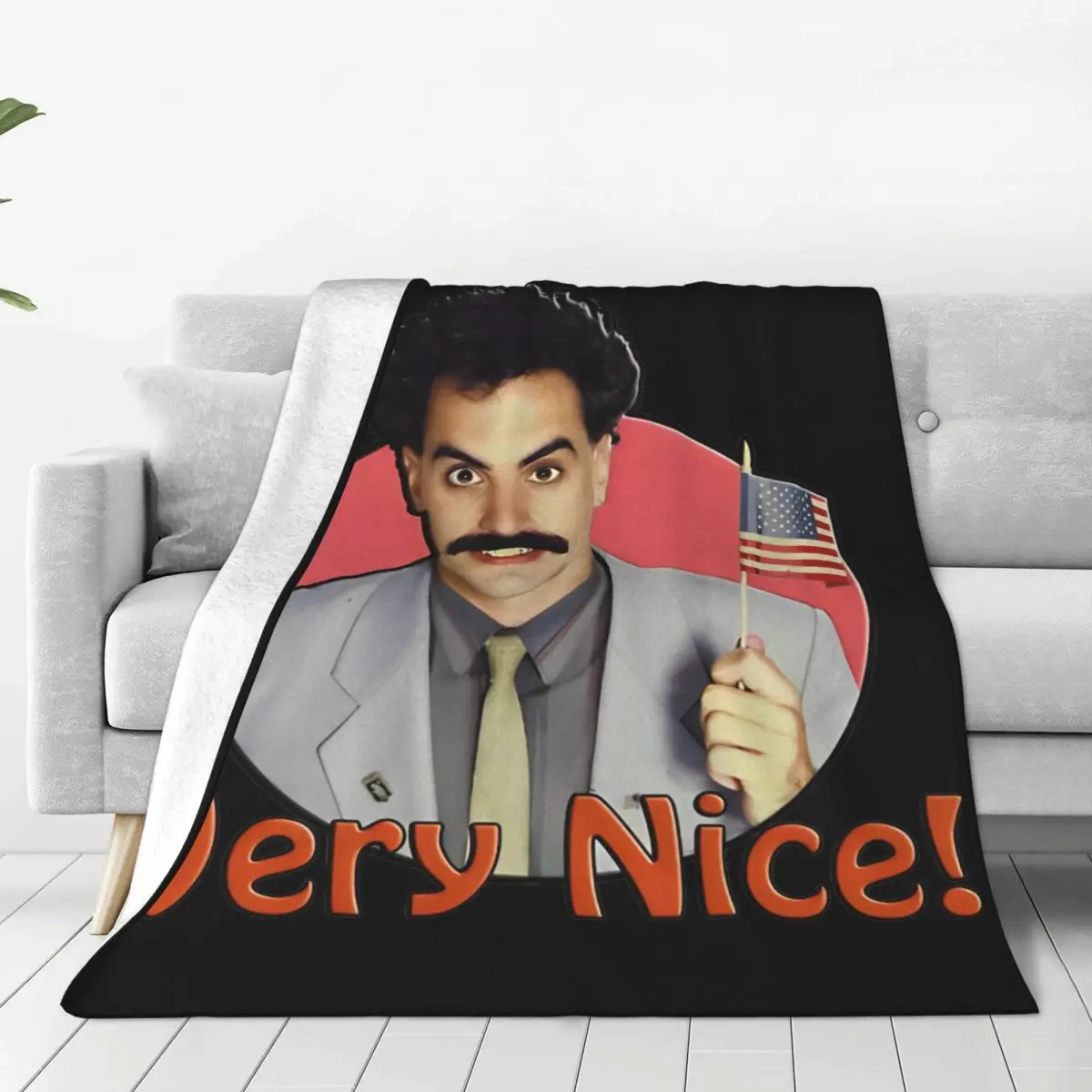 Comfort Borat Very Nice! Blanket Merch Sofa Decorative Funny Movie Throw Blankets Super Warm Flannel for Office