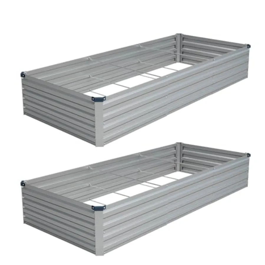

2 Pack 9x3x1FT Galvanized Raised Garden Bed Kit Outdoor Metal Planter Box for Vegetables Rectangular Steel Container Easy Assem