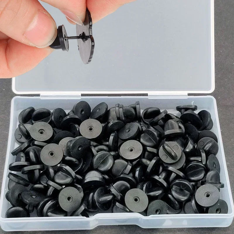 500–50 Stück schwarze PVC-Gummi-Pin-Rückseite, Schmetterlings-Kupplungs-Krawattenhalter, Revershalter, Verschluss, Pin-Kappenhalter für den Ersatz von einheitlichen Abzeichen