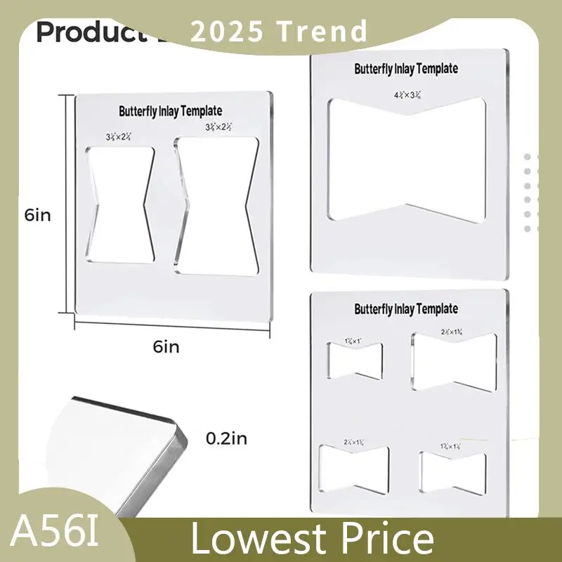 A56I Top Professional Butterfly Inlay Template And Router Templates Transparent Wooden Joint Marking Ruler Set For Woodworking