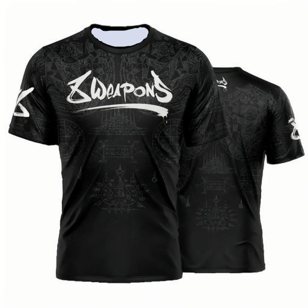 

2025: мужская и женская повседневная спортивная рубашка с короткими рукавами и функциональным дизайном Muay Thai с восемью рукавами, повседневная футболка, топ