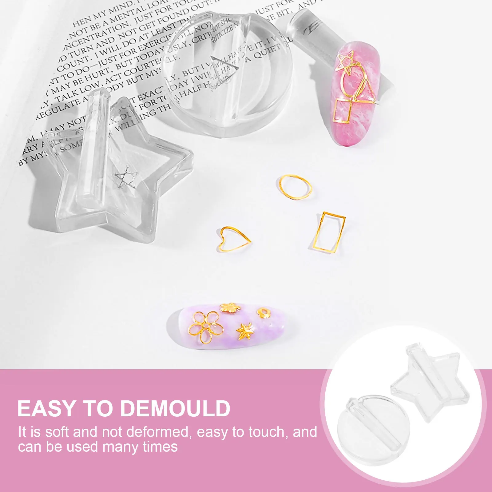 

4Pcs Nail Embossed Mold Reusable Metal Frame Bending Design DIY Manicure Tool for Beautiful Pattern Creation Nail Art Supplies