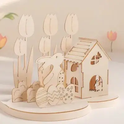 

1Set Wooden 3D Easter Puzzle Rabbit Egg Theme Safe Eco Friendly DIY Kit for Toddlers Kids Ages 1 2 3 4 5 6 7 Learning Fun Gift