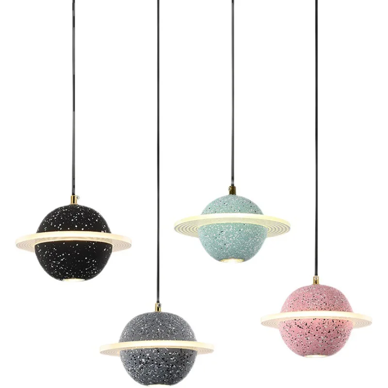 Network Celebrity Bedroom Study LED Pendant Lamps Simple Cement Planet Small Hanging Lamp Creative Bar Dining Room Pendant Light