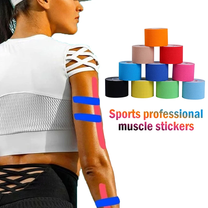 12 colori kinesiologia nastro fasciatura muscolare sport cotone elastico adesivo sforzo nastro per lesioni ginocchio muscolo adesivi per alleviare il dolore