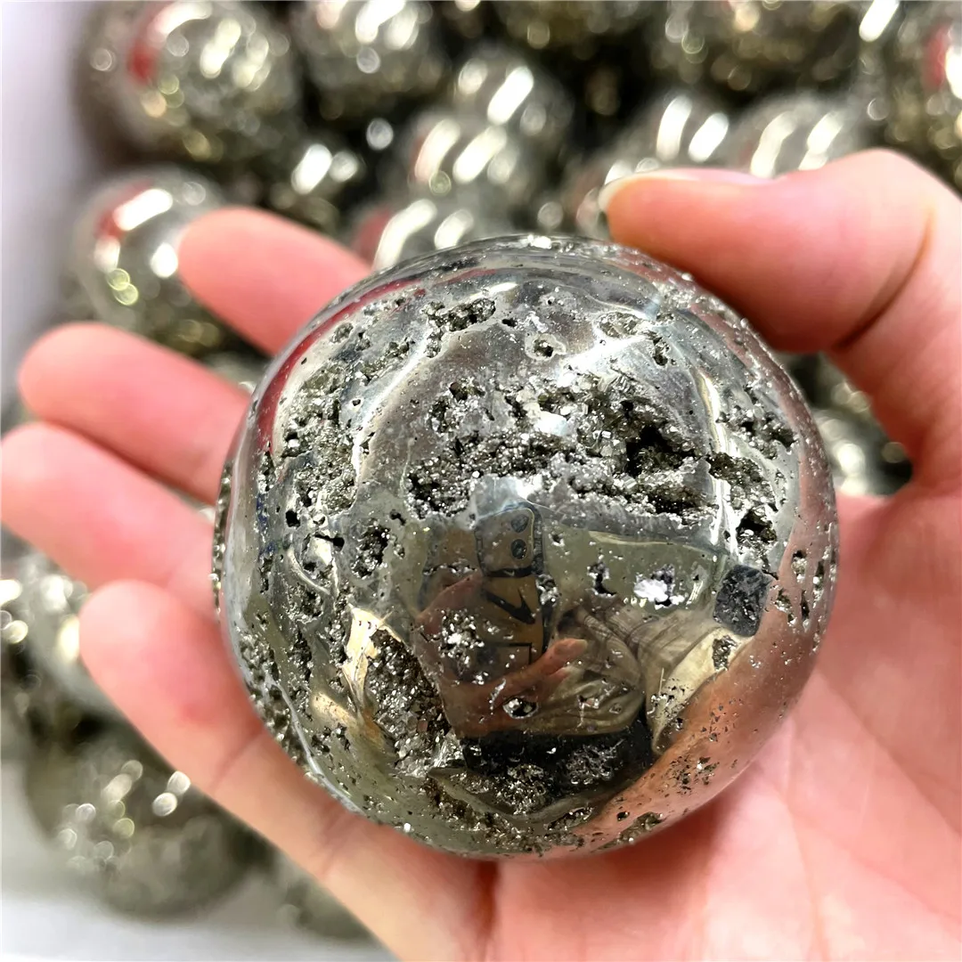 

5-7cm 100% Real Crystal Gemstones Natural Pyrite Mineral Rocks Ball Drusy Quartz Sphere Indie Jewelry Feng Shui House Decoration