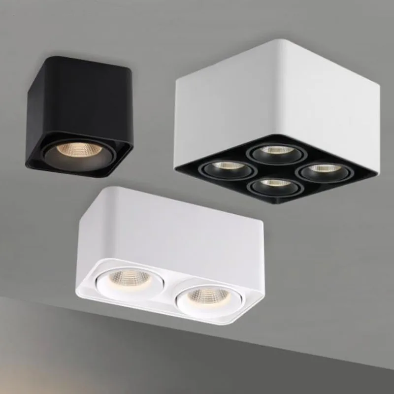Dimmable LED square surface mounted downlight 7W GU10 fixed cylindrical ceiling spotlight bedroom light waterproof for home use