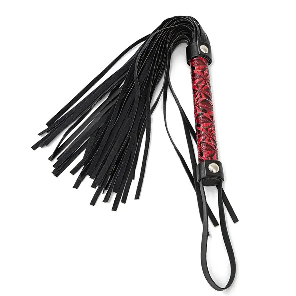 56CM PU Leather Tassel Horse Whip for Horse Training, PU Leather Handle with Wrist Strap