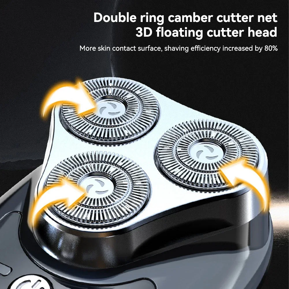 Afeitadora eléctrica de tres hojas con pantalla Digital, recortadora de afeitar masculina con carga USB, Mini maquinilla de afeitar lavable con hoja desmontable