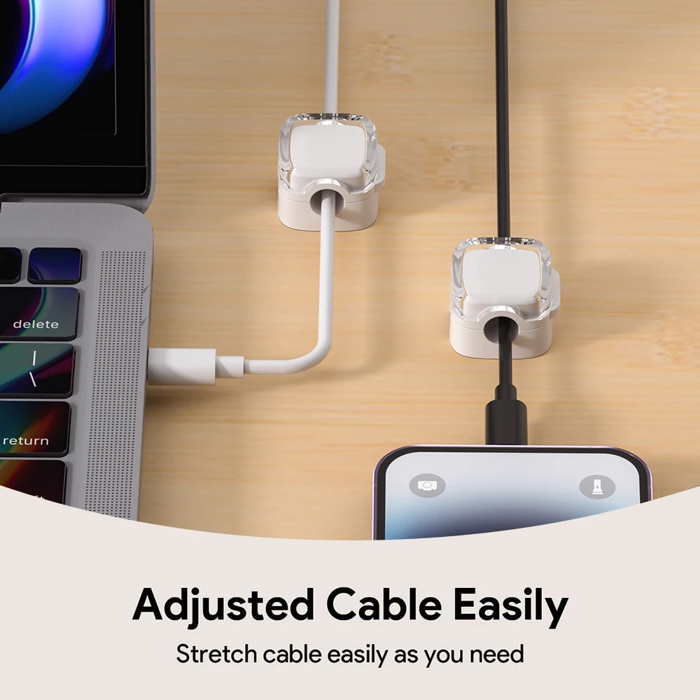 3pcs Transparent magnetic cable organizer, data cable holder, buckle, desktop phone charging cable, plug, hook, storage