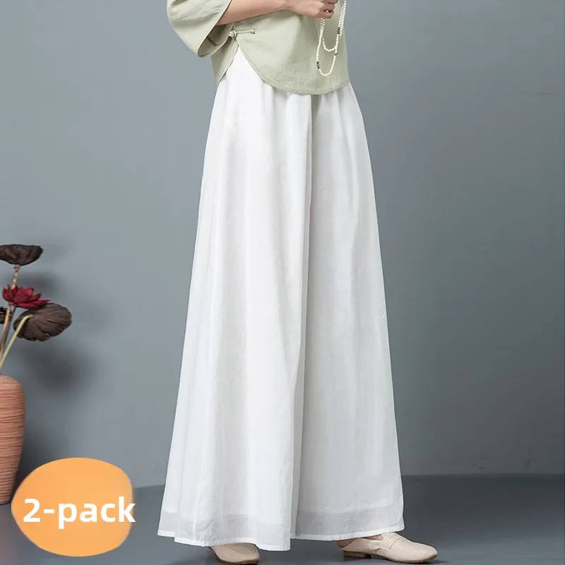 Pantalones de pierna ancha de cintura alta adelgazantes para mujer, ropa holgada para Yoga, baile, ceremonia del té, pantalones cómodos con diseño de moda para primavera y otoño