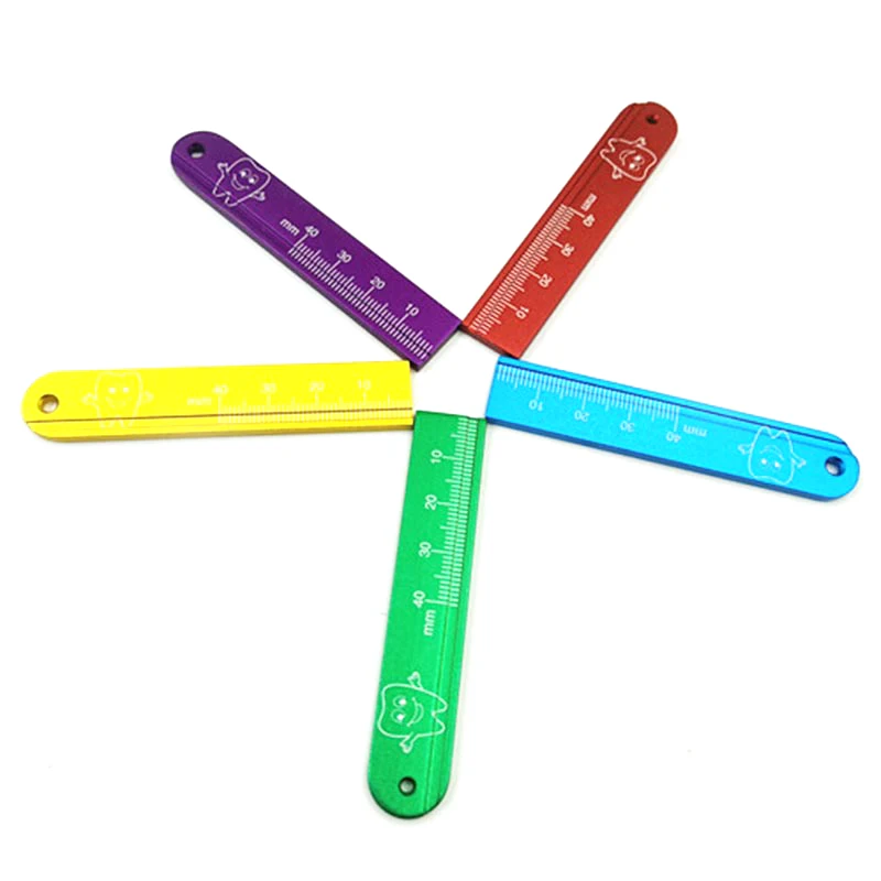 5pcs/pack Dental Endo Gauge Ruler Aluminum Measuring Ruler Dental Endo File Ruler Endo Rulers Dental Span Measure Scale Tools