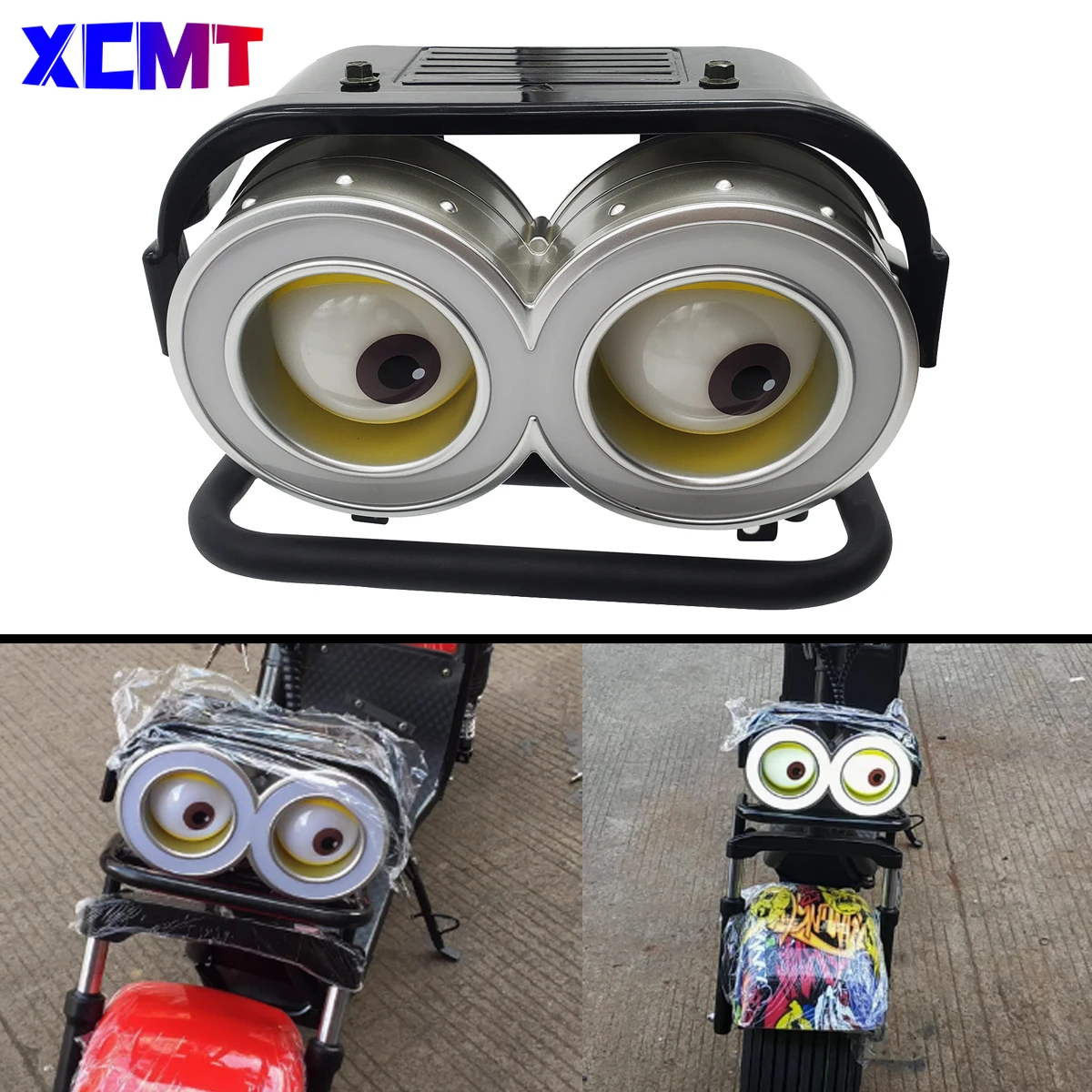 

12V Little Yellow People Headlight Personality Accessories Modification Bracket Lamp Cover for Citycoco Electric Scooter