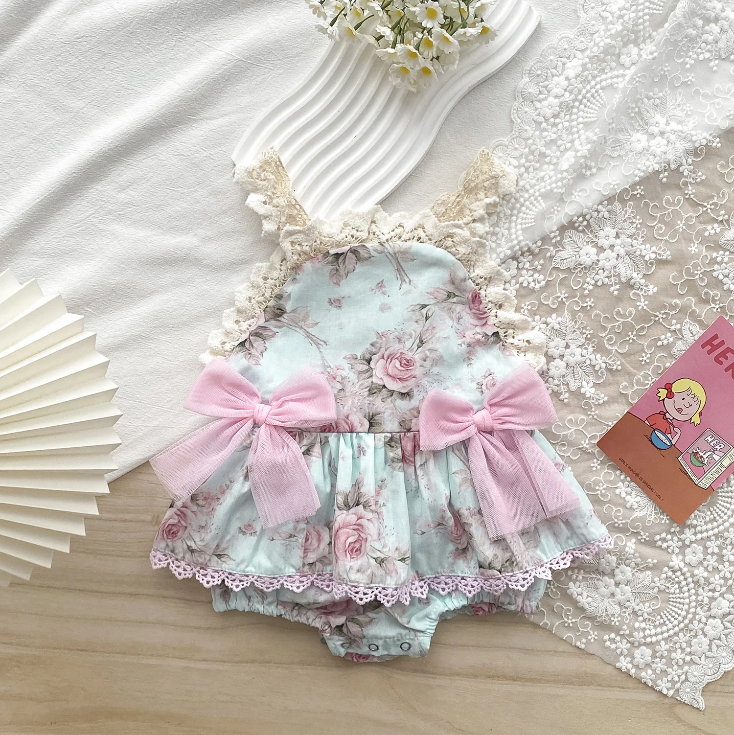 Baby Girl Flower Suspender Rompers Skirt Lace Cute Baby Girl Jumpsuit 2026 Summer New Children Clothing