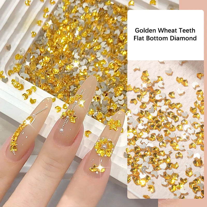 50Pcs 3D Mini Flat Malt Nail Art Decorations Gold Silver Glitter Nails Charms Luxury Rhinestones Supplies Accessories