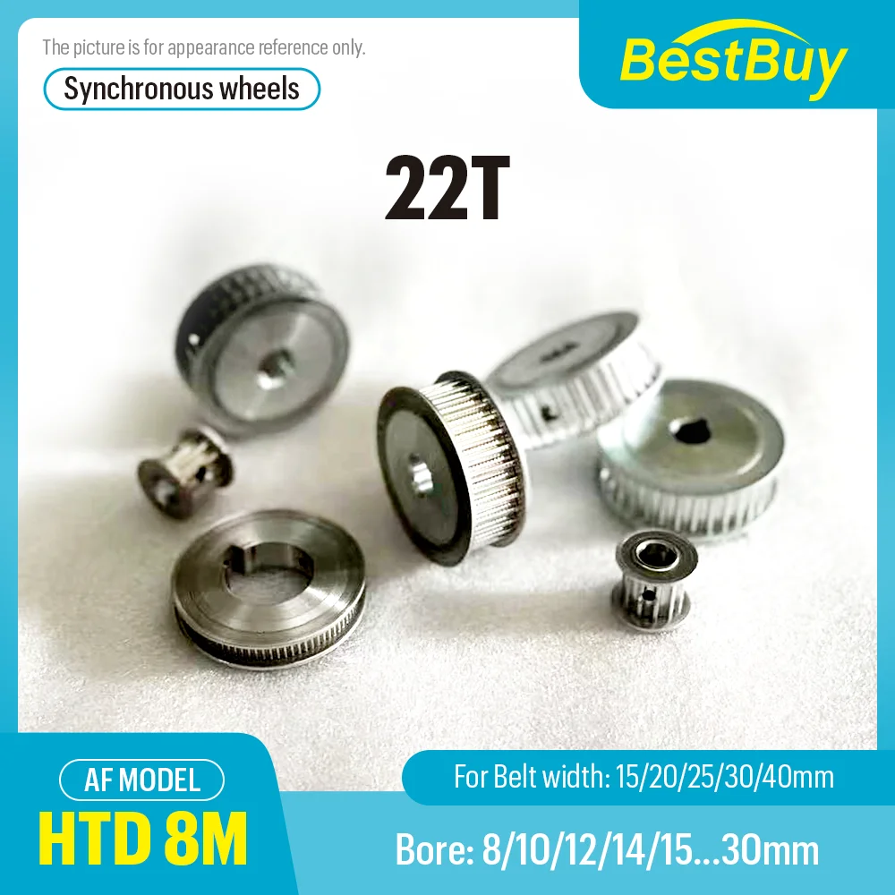 

22T HTD 8M ynchronous Pulley Bore 8-30mm Slot Width 16/21/27/32/42 mm For 15/20/25/30/40mm 8M Timing Belt Pitch 8 mm AF Type