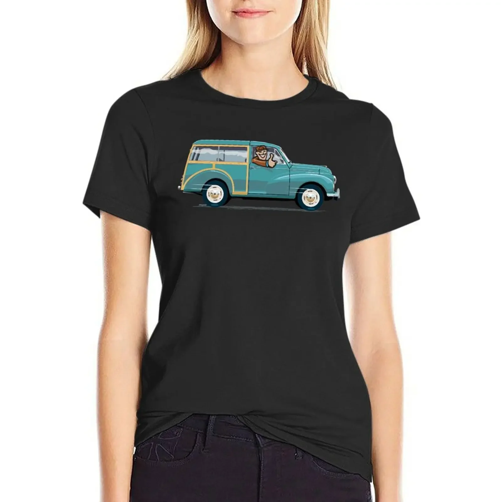 

Morris Minor Traveller in Aqua T-Shirt funnys quick-drying hippie clothes summer clothes for Women