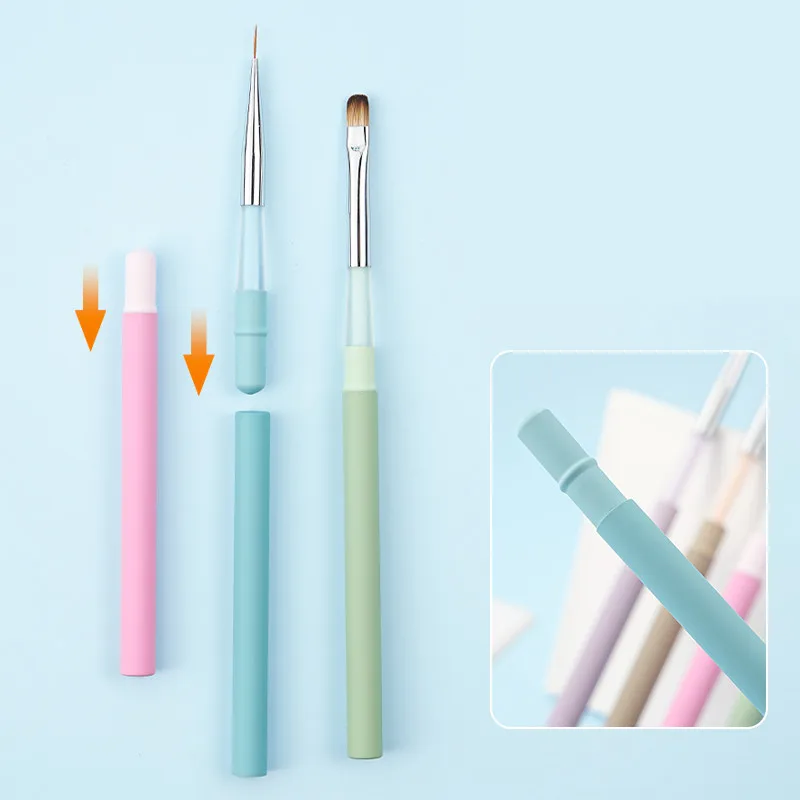 

1PC Colourful Crystal Handle Nail Brush Liner Brush Painting Pen Gel Brush Crystal Nail Art Manicure